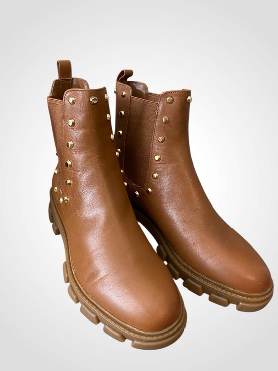 Michael Kors | MK Brown Leather Studded Ridley Chelsea Boot Lug Sole NWOB 6.5 - Picture 3 of 11
